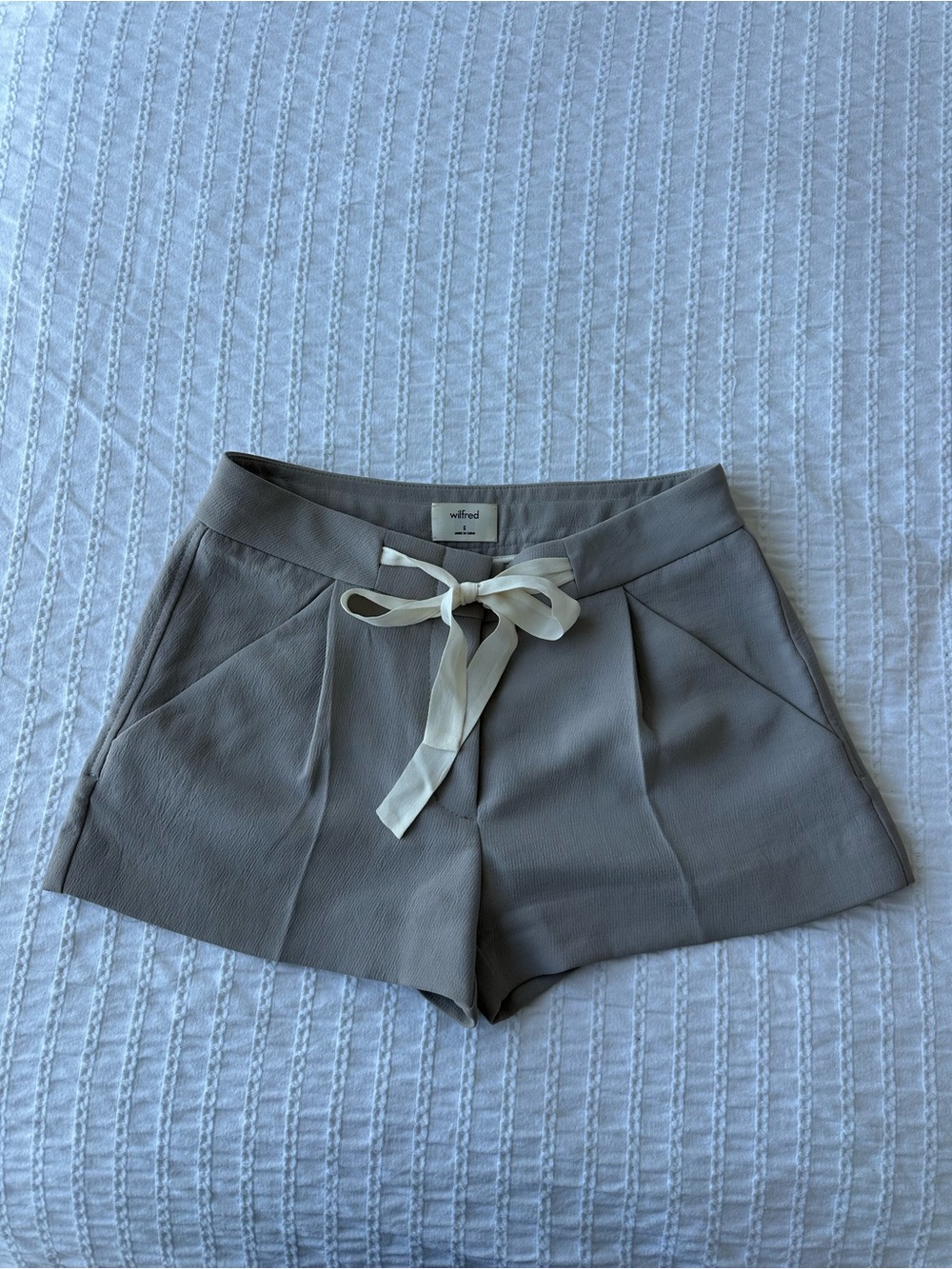 Aritzia: Light Gray Low Rise Tailored Mini Shorts